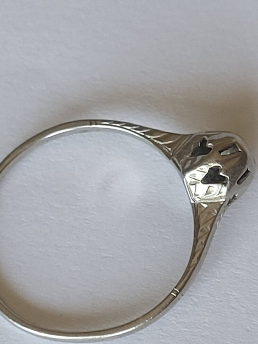 Vintage Art Deco Ring 10k White Gold Filigree - Setting Only